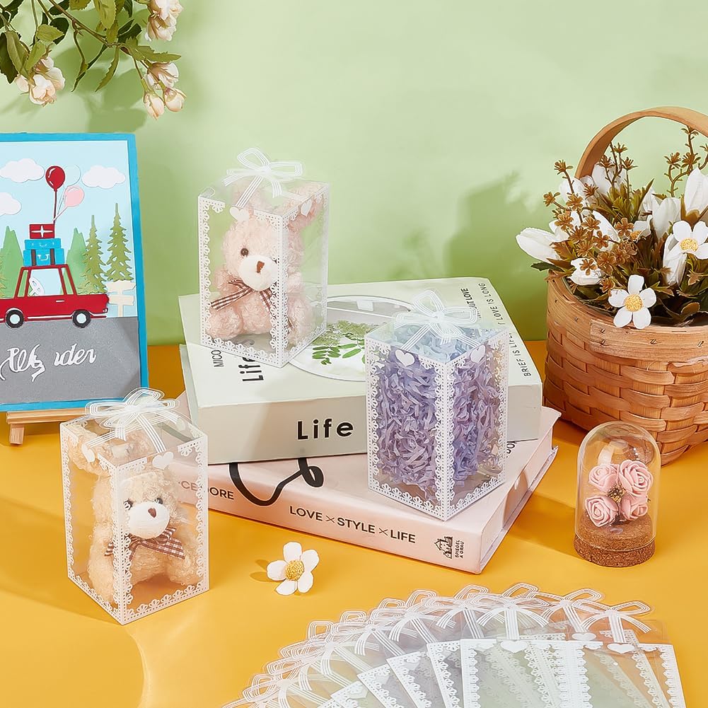 60Pcs 2.3x2.3x4 Inch Transparent PVC Favor Boxes