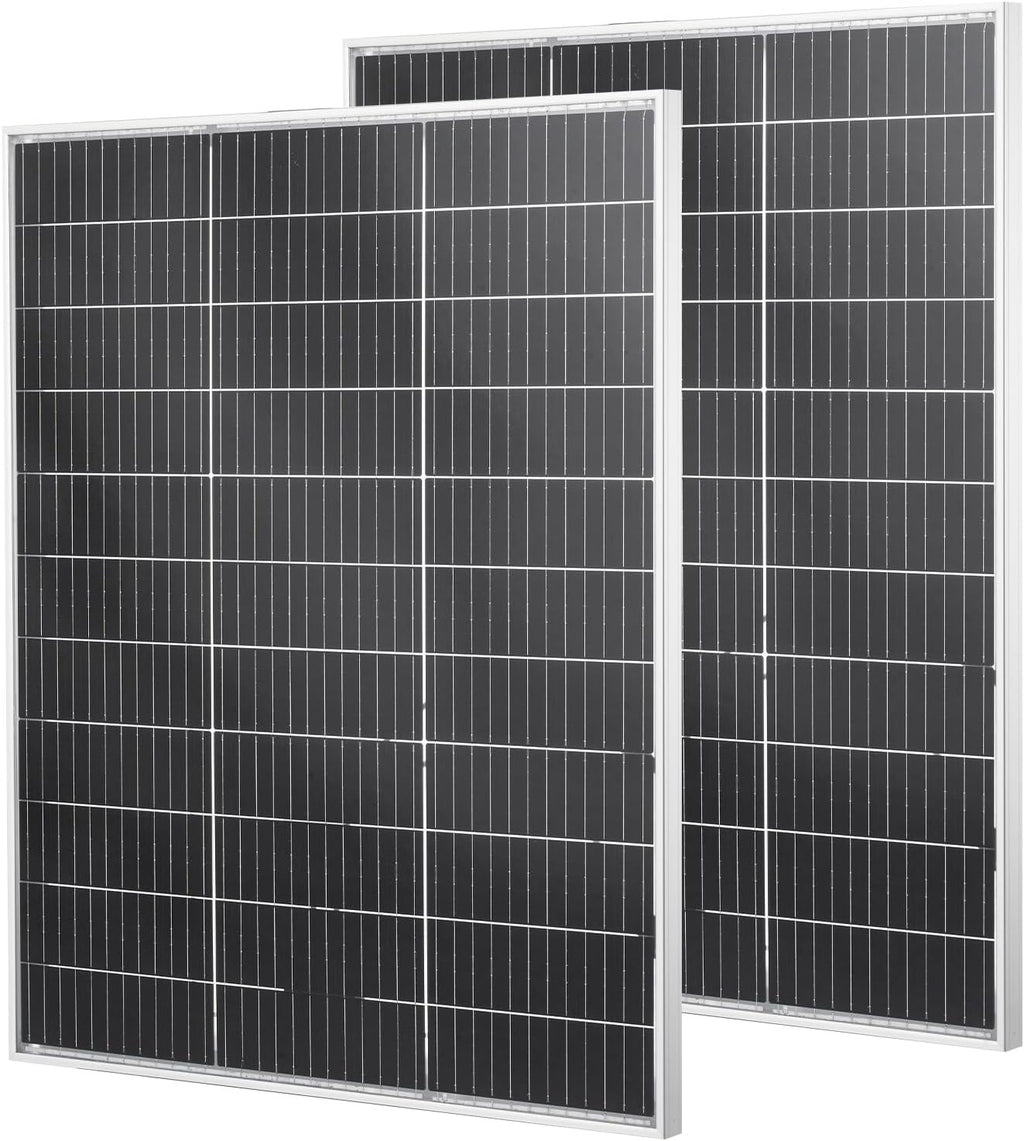 2PCS 100W Bifacial Solar Panels, 23% High-Efficiency N-Type Monocrystalline PV Module with MC4 Output & Aluminum