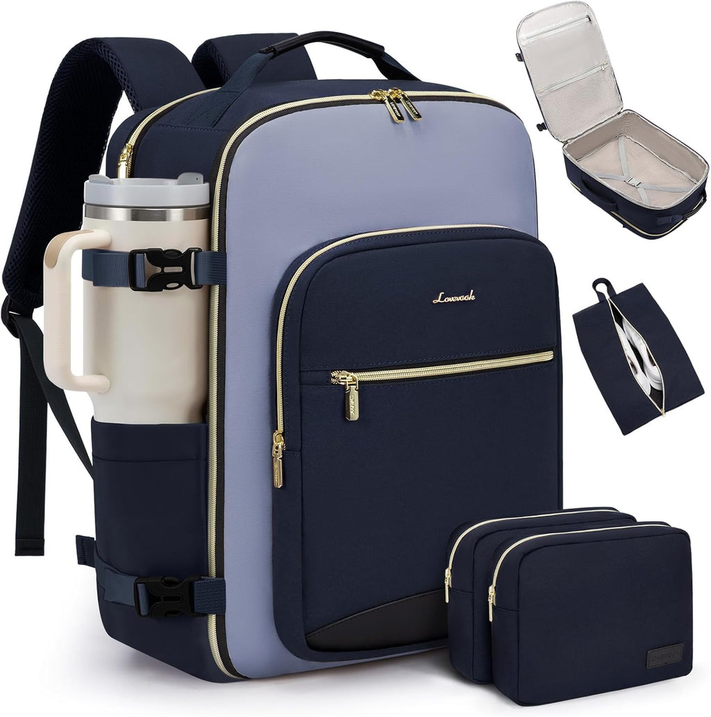 40L Travel Backpack for Women & Men, Airline Approved Carry On Luggage with 3 Packing Cubes, TSA Overnight Bags