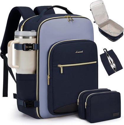 40L Travel Backpack for Women & Men, Airline Approved Carry On Luggage with 3 Packing Cubes, TSA Overnight Bags