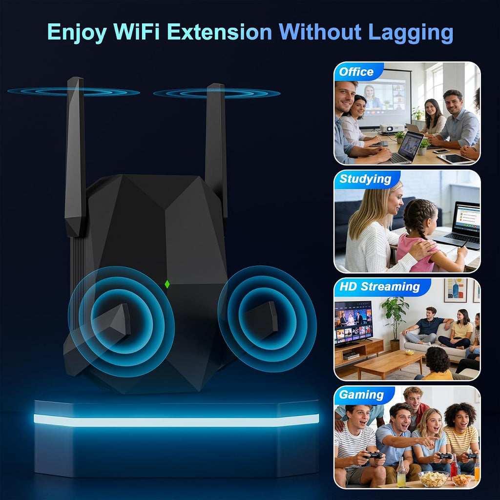 WiFi Extender, 2026 30X WiFi 6 Booster AX3000 | (5.8/2.4GHz), 25,999 sq.ft Long Range and 155+ Devices, WiFi Extender