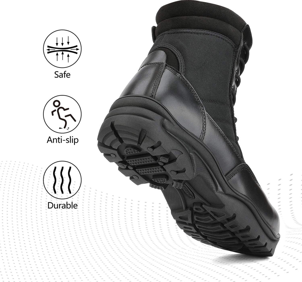 Men's Steel Toe Work Boots Side Zipper | Safety Industrial & Construction Military Work Boots Slip Resistant ASTM