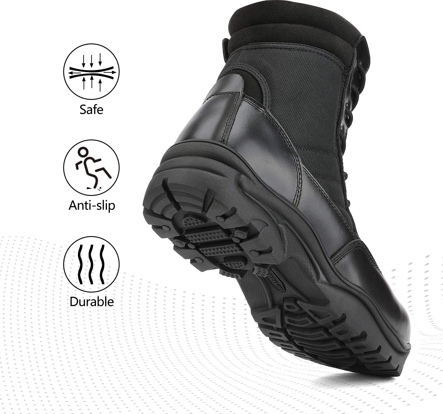 Men's Steel Toe Work Boots Side Zipper | Safety Industrial & Construction Military Work Boots Slip Resistant ASTM