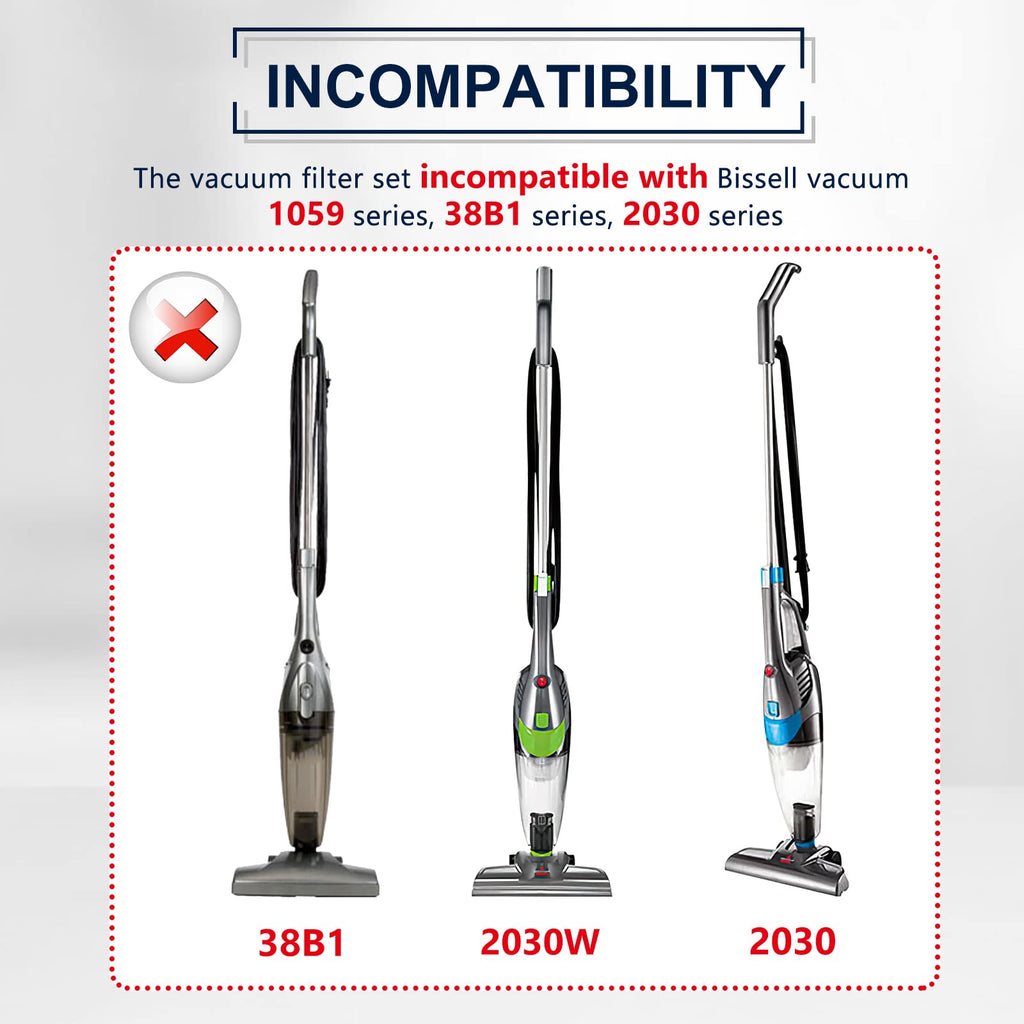 2033 Vacuum Filter Set Compatible with Bissell Featherweight Stick
