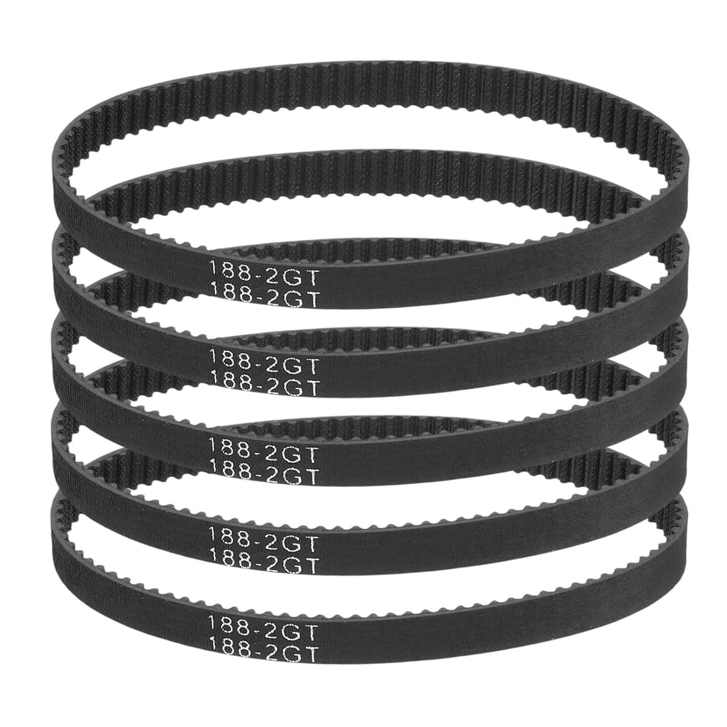 MECCANIXITY 188mm GT-2 Timing Belt 6mm Width 2mm Pitch Black 5pcs