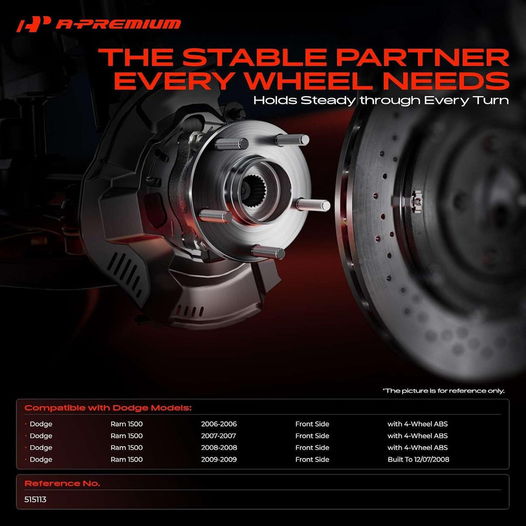 A-Premium Front Wheel Bearing Hub Assembly for Dodge Ram 1500 2006-2009