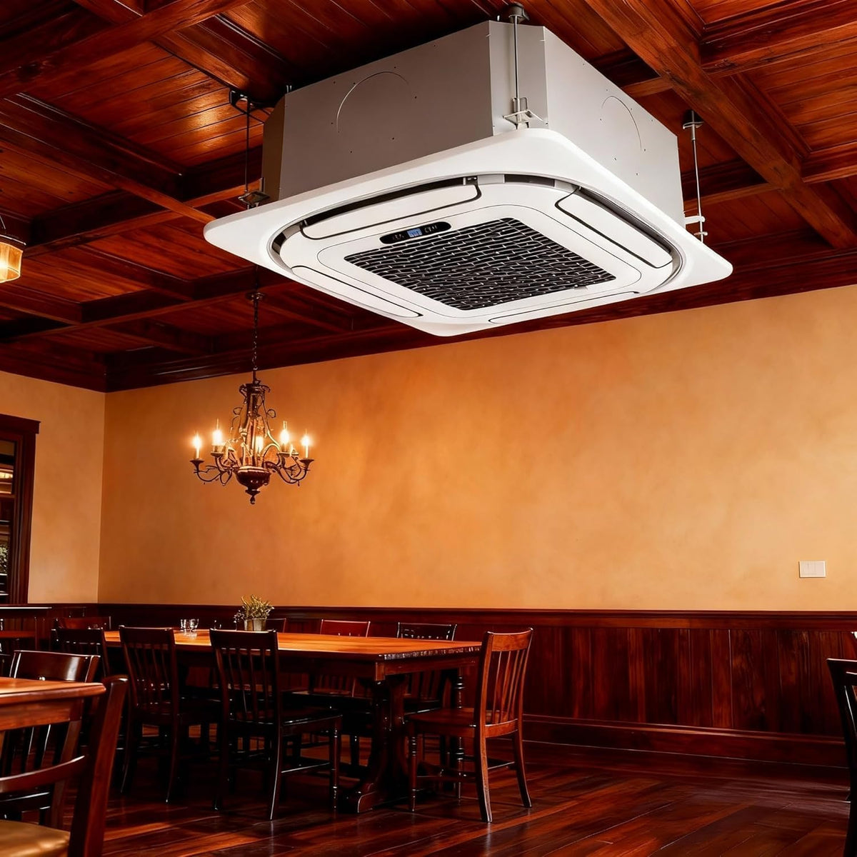 9000 BTU Ceiling Cassette Mini Split AC, 8-Way 360° Airflow