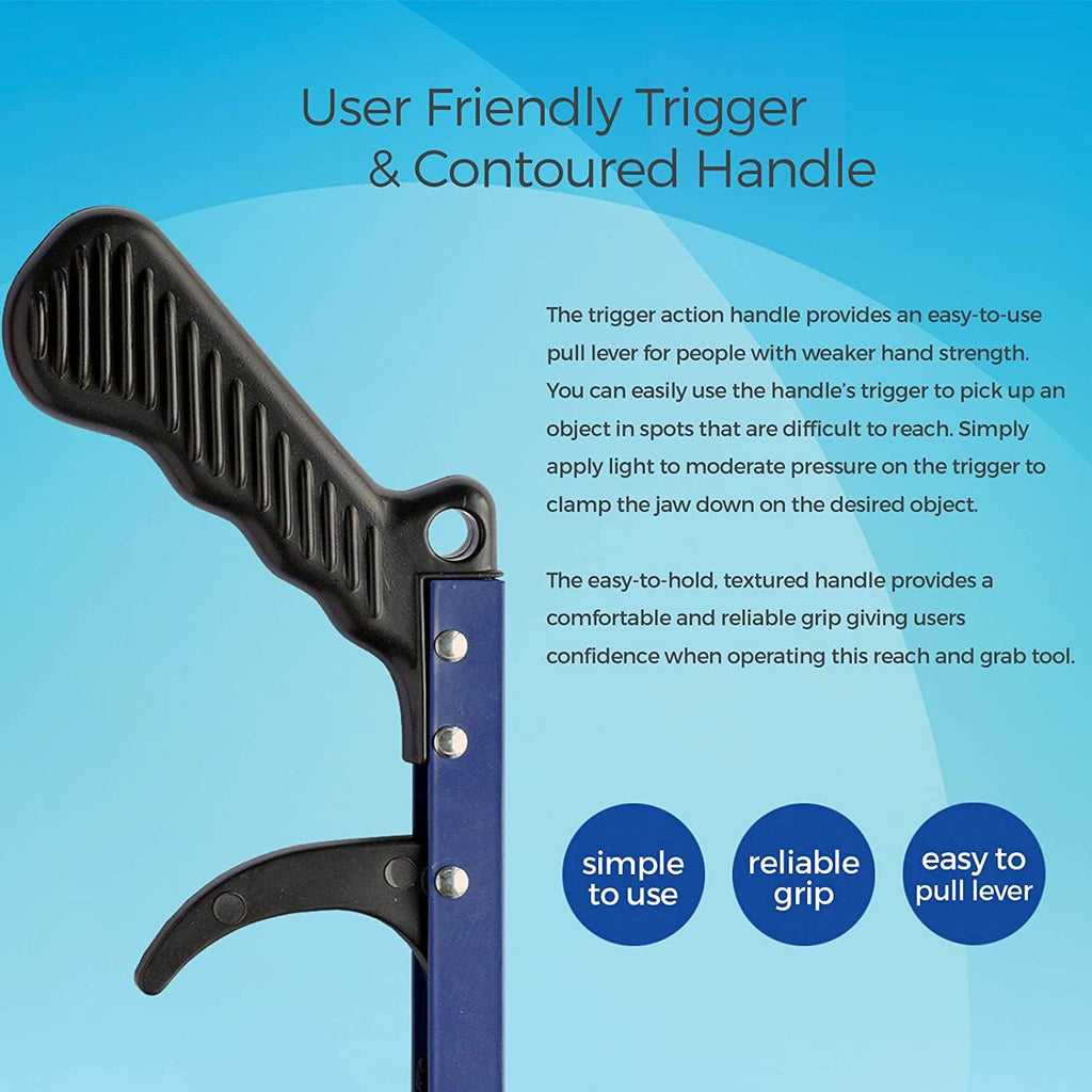 Reacher, Blue, 26 Inch, Grabber Reacher Tool, Lightweight Trash Picker Grabber & Garden Nabber, Aluminum Pick Up Tool