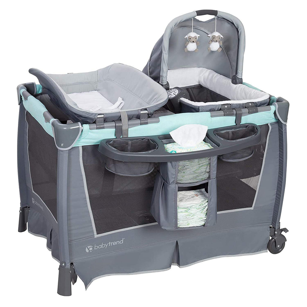 Retreat Nursery Center, Portable Playard with Bassinet, Changing Table, and Storage - Foldable and Convertible Travel