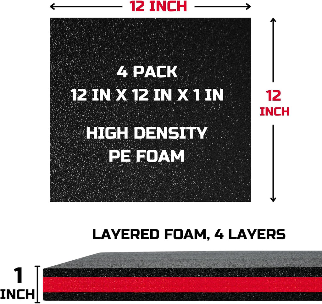Tool Box Foam Organizer 12x12x1 inch 4Pack, Kaizen Sheets for Pro Tool Control, Custom Tool Shadow Inserts for Cases