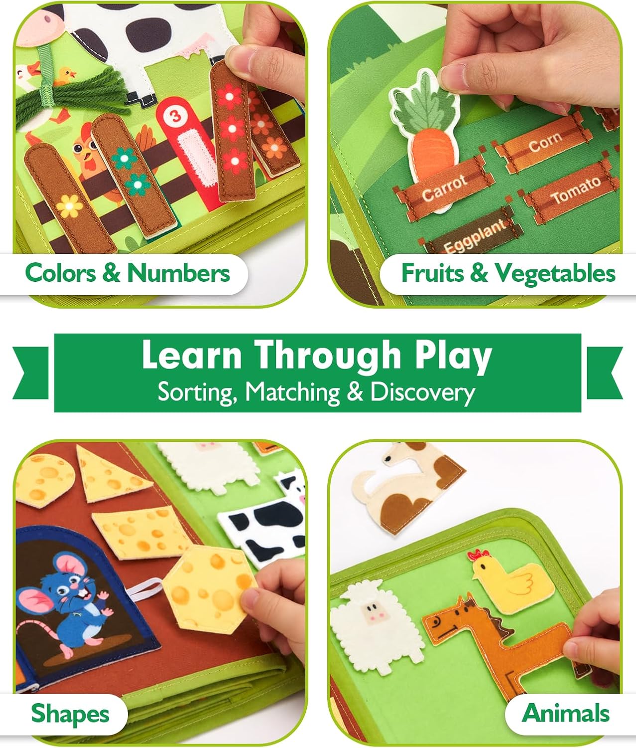 Busy Book for Toddlers 1-3 - Montessori Toys 1 Year Old Busy Board | 1 Year Old Boy Gifts Educational Learning Quiet