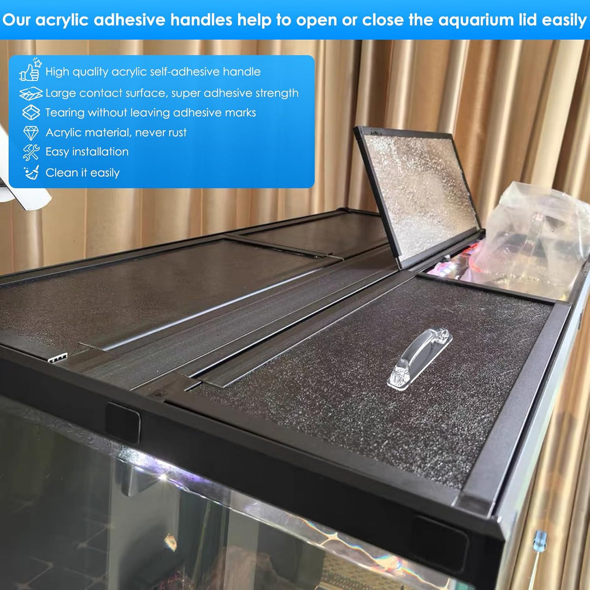 6pcs transparent aquarium lid hinge acrylic fish tank glass canopy handle fish tank hood top cover replacement double