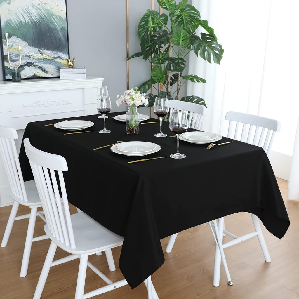 Black Rectangle Tablecloth, 60 x 84 Inch Waterproof Table Cloth
