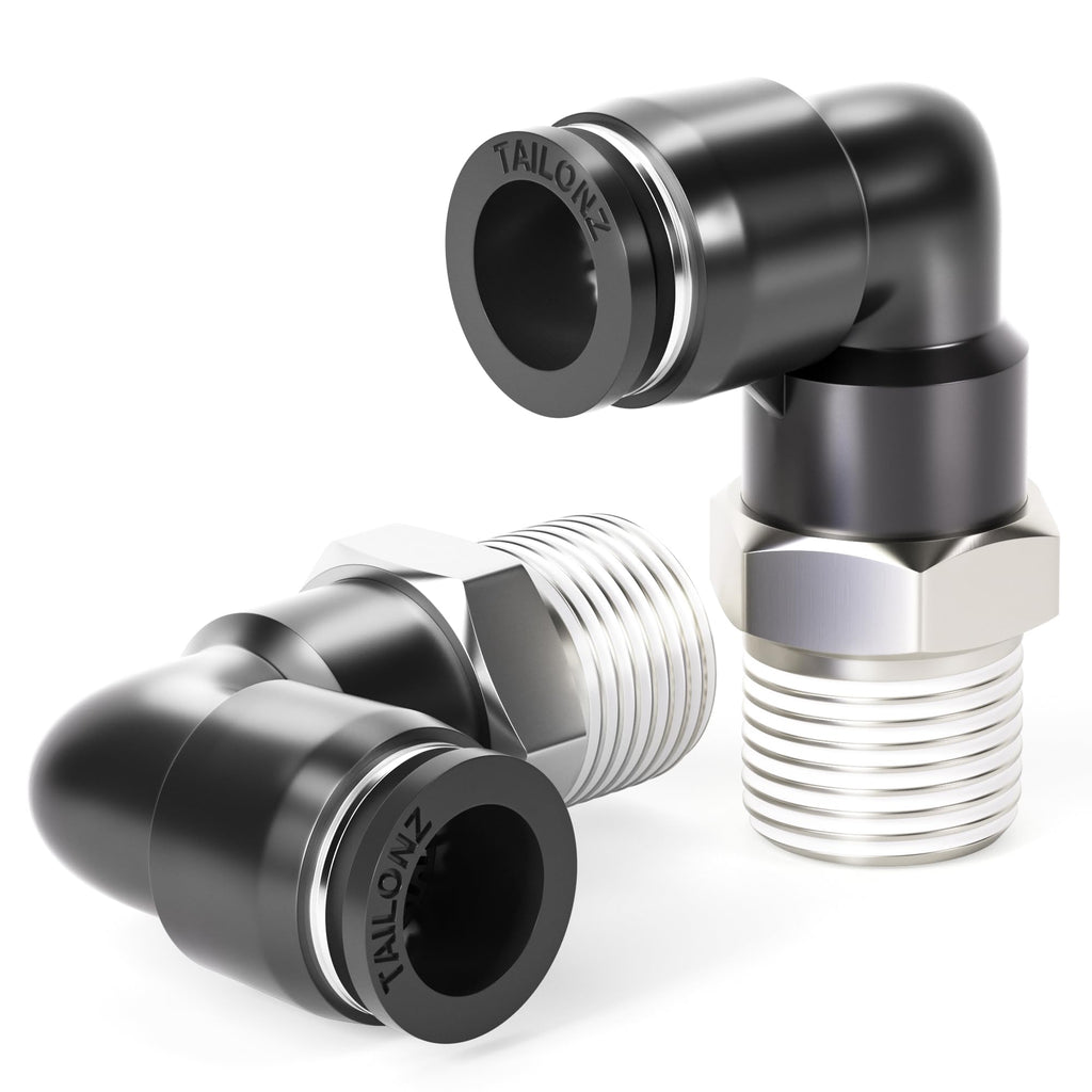 TAILONZ 3/8" x 3/8" NPT Push to Connect Elbow Fitting 2Pcs
