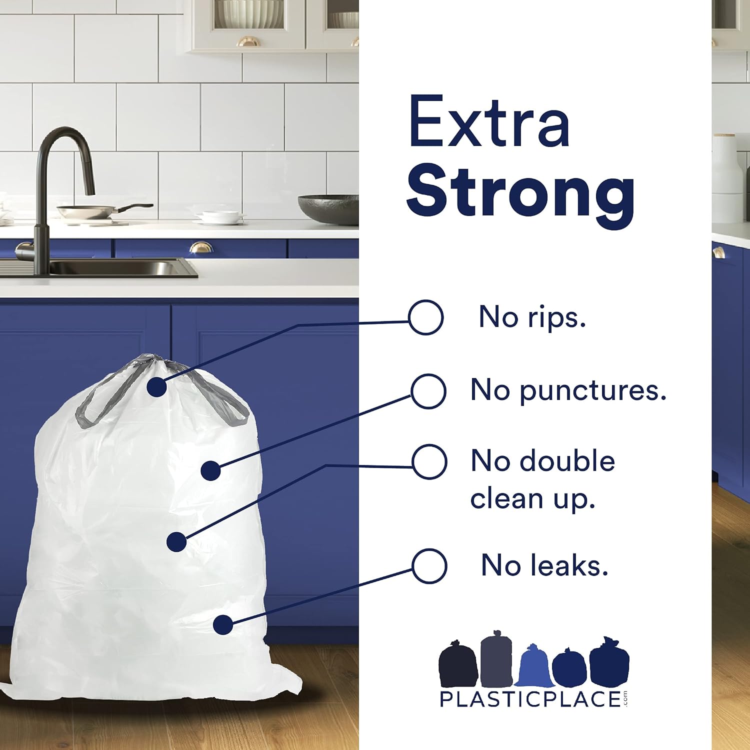 Custom Fit Trash Bags Compatible with Simplehuman Code J 50 Count White Drawstring Garbage Liners 10-10.5 Gallon