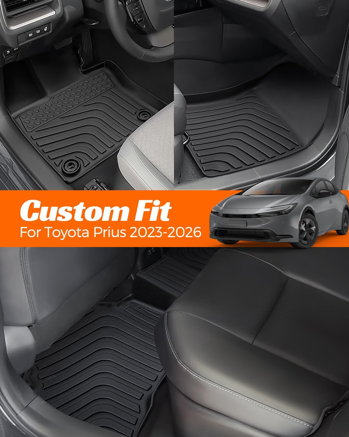 Floor Mats Cargo Liner for Toyota Prius & Prius Prime 2023 2024 2025 2026, All Weather Car Floor Mats for 5th Gen