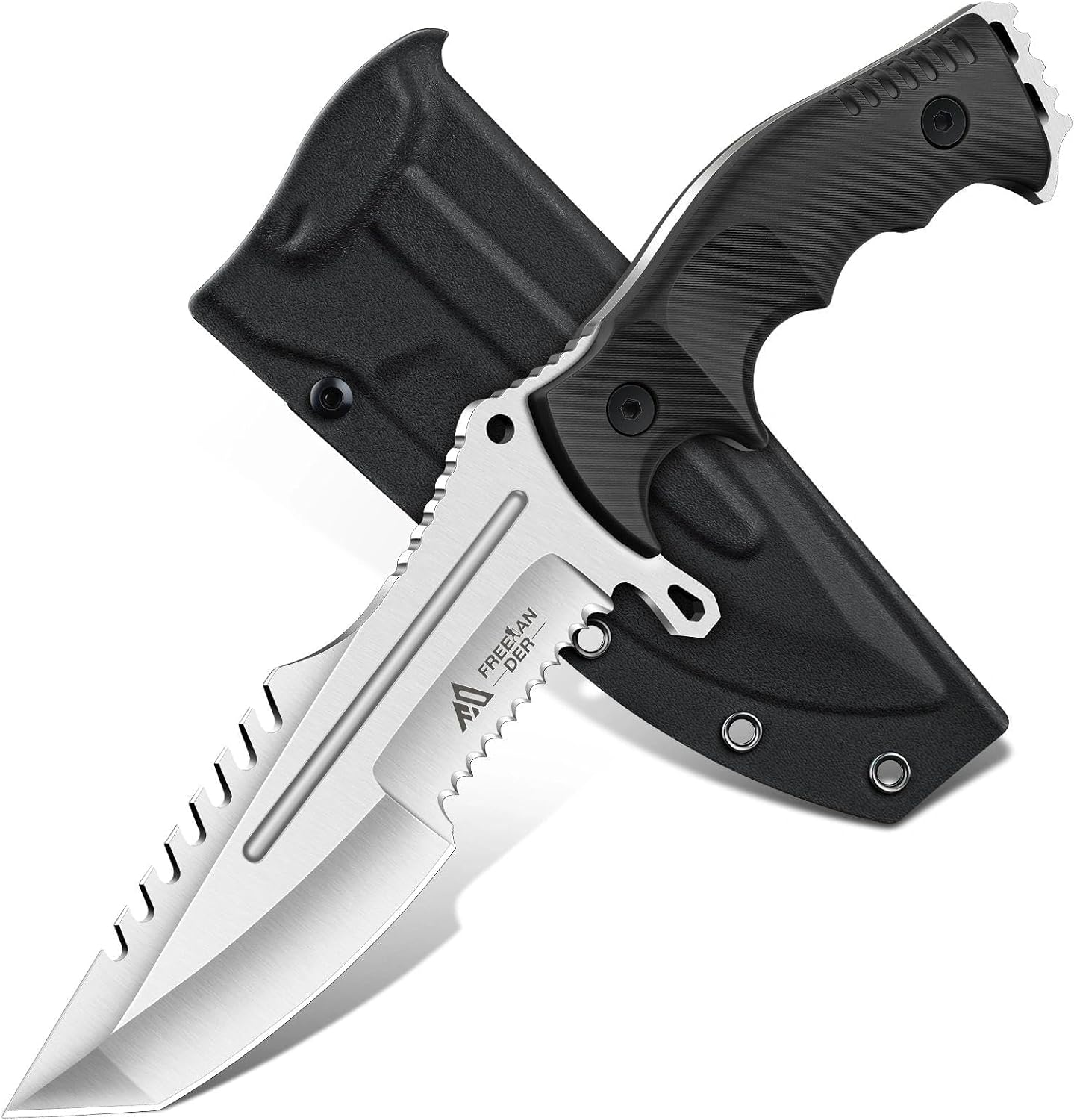 Fixed Blade Knife D2 Steel, Full Tang Hunting Knife with Sheath | Outdoor Survival Knife, Bushcraft Knife with