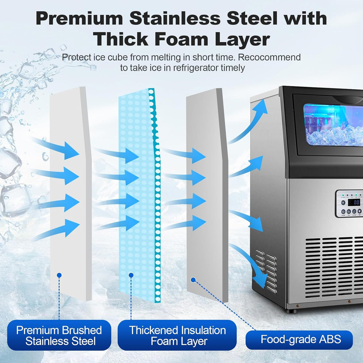 Commercial Ice Maker, 80 Lbs/24H Under Counter Ice Machine