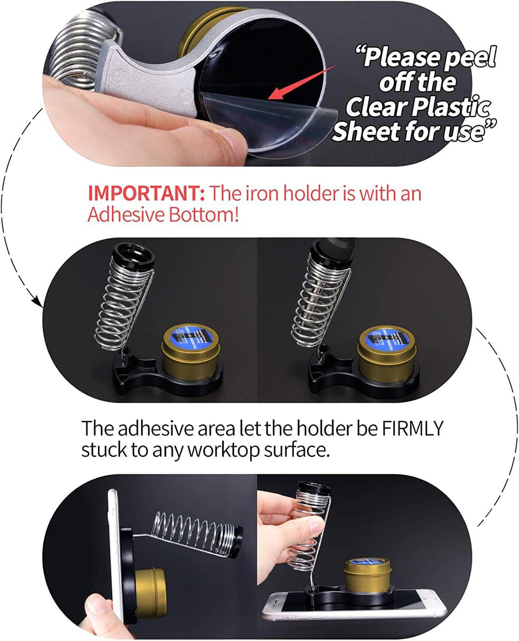 947-III 60W Soldering Iron Kit Adjustable Temperature with Sticky Holder, Tip Cleaner, Cleaning Sponge Power Switch
