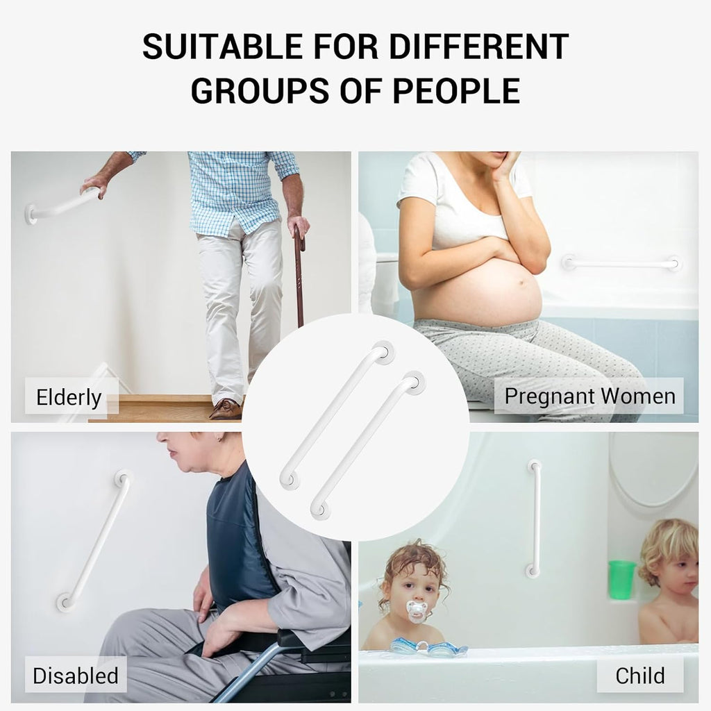 12 Inch Grab Bars for Wall White, Safety Shower Grab Bars for Seniors Elderly Handicapped, Handicap Grab Bars for