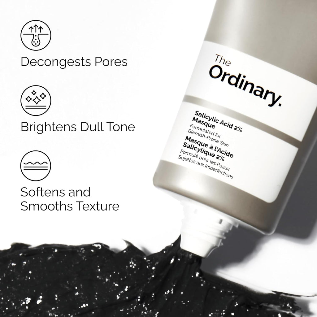Salicylic Acid 2% Masque, Clarifying Charcoal & Clay Mask for Blemish-Prone Skin, 1.7 Fl Oz