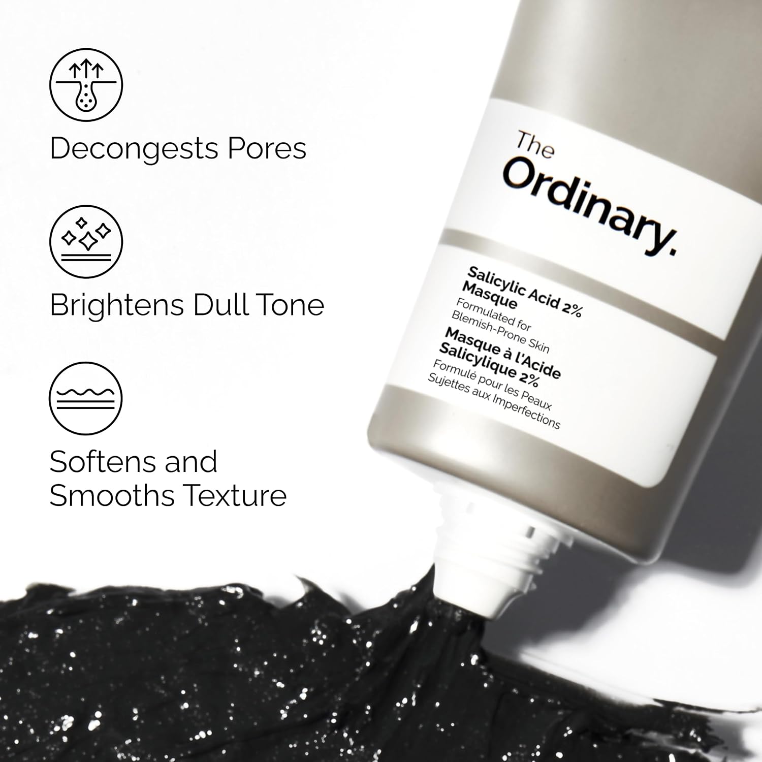 Salicylic Acid 2% Masque, Clarifying Charcoal & Clay Mask for Blemish-Prone Skin, 1.7 Fl Oz