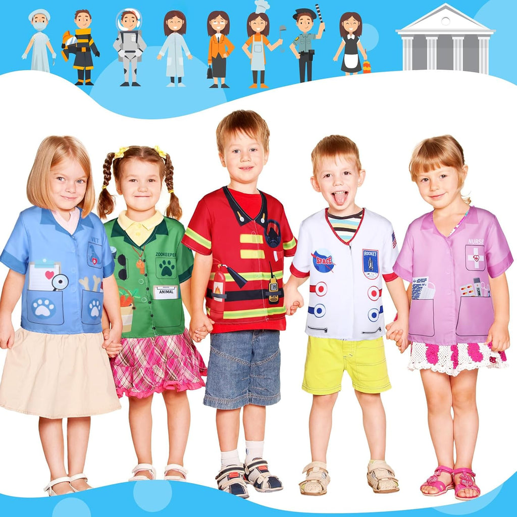 12 Pcs Kids Role Play Costume Dress up Clothes for Kids Community Helper Career Cosplay Doctor Construction Workers