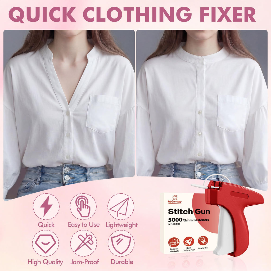 Stitch Gun for Clothes, Tagging Gun, Quick Clothing Fixer, Red