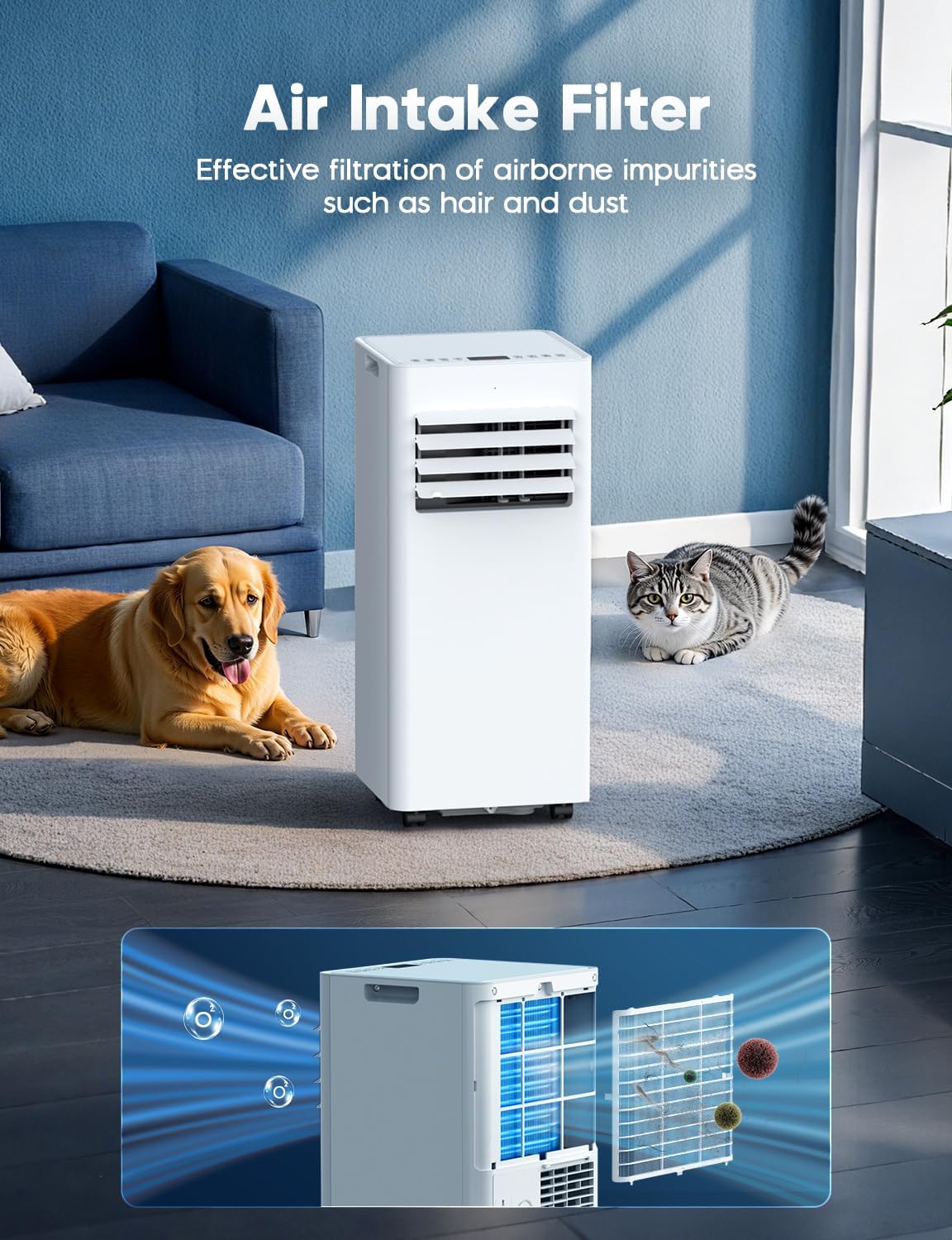 10,000 BTU Portable Air Conditioner, 3-in-1 AC Unit for 450 Sq.Ft Rooms With Cooling, Dehumidification & Fan Modes