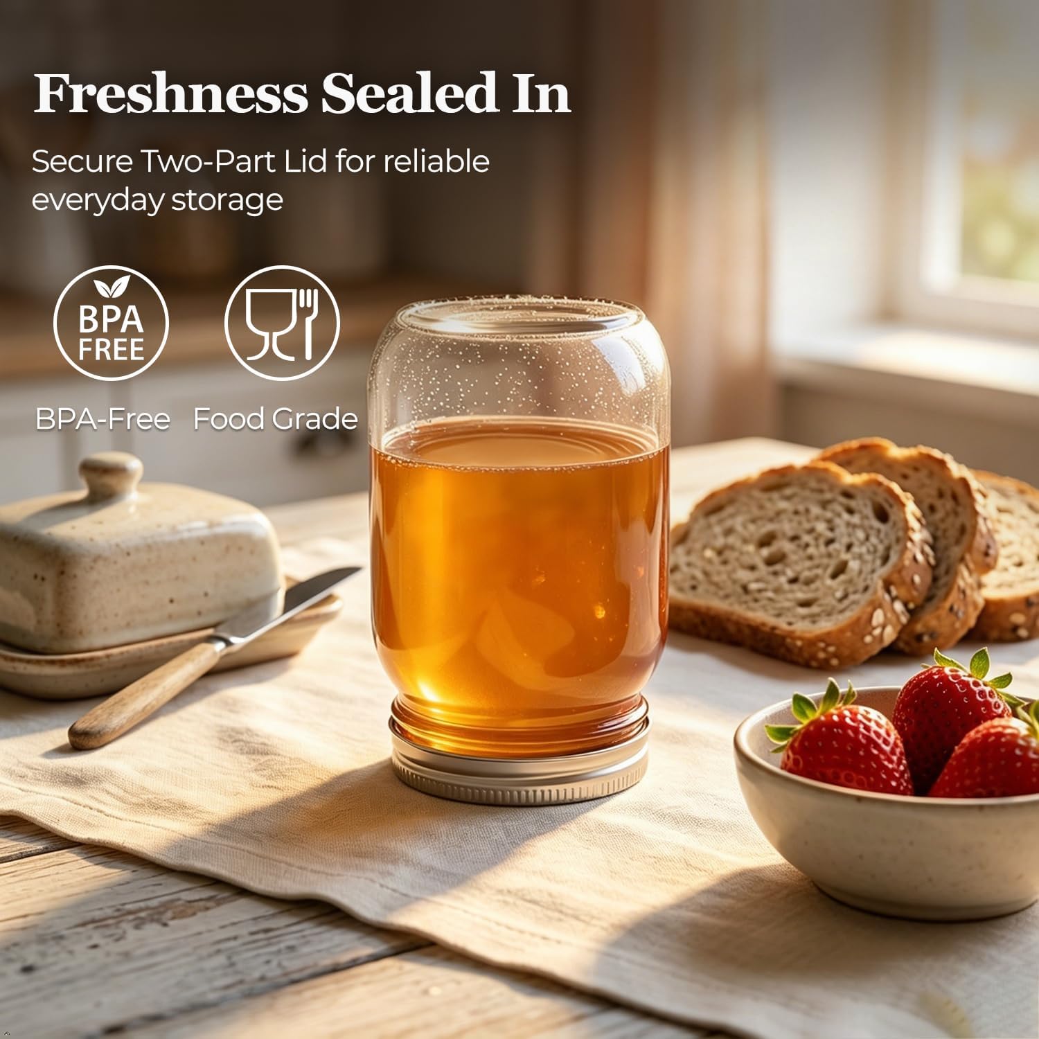 Regular Mouth Mason Jars 16 oz with Lids, 6 Pack Canning Jars