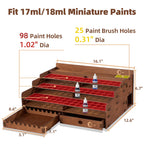 Wooden Paint Organizer 98 Holes Rack for Miniature Paints & Brushes