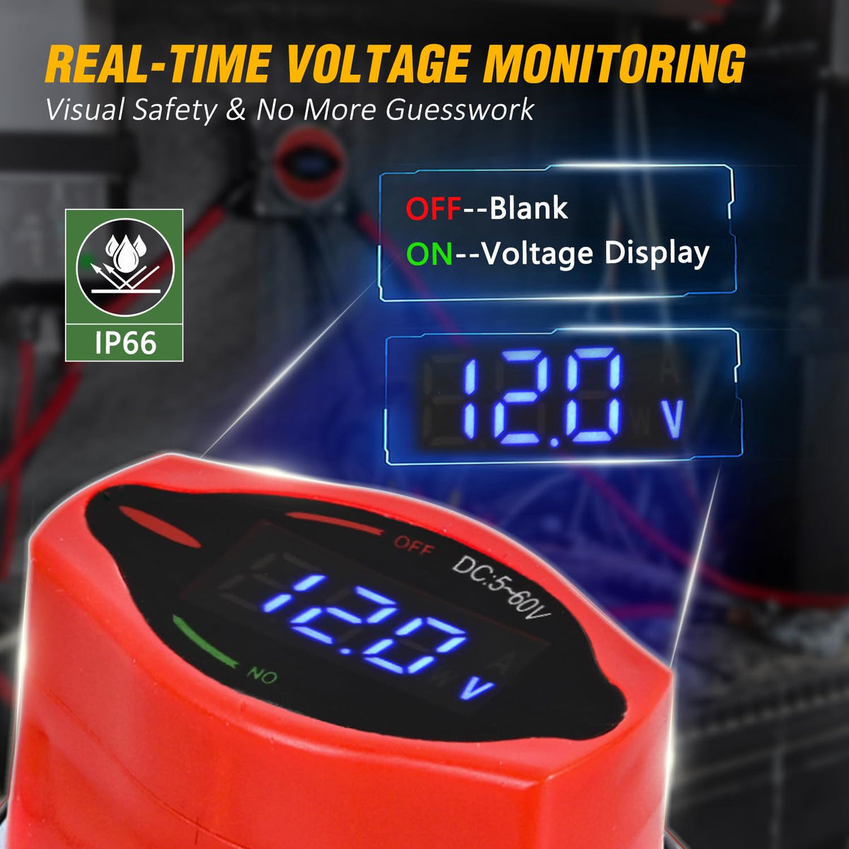 Nilight 250A Battery Disconnect Switch 12V-48V with LED Voltage Display