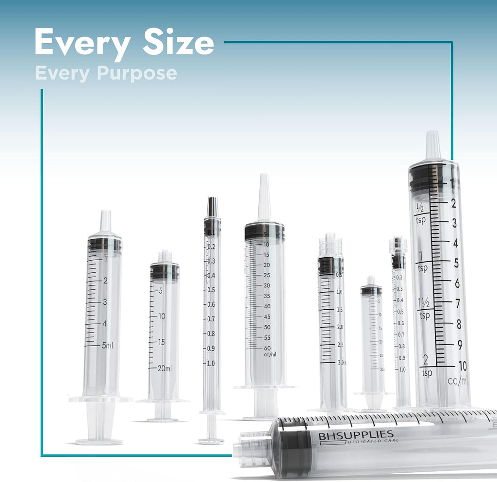 10ml Luer Lock Tip Syringes (No Needle) - Sterile, Individually Wrapped - 100 Syringes