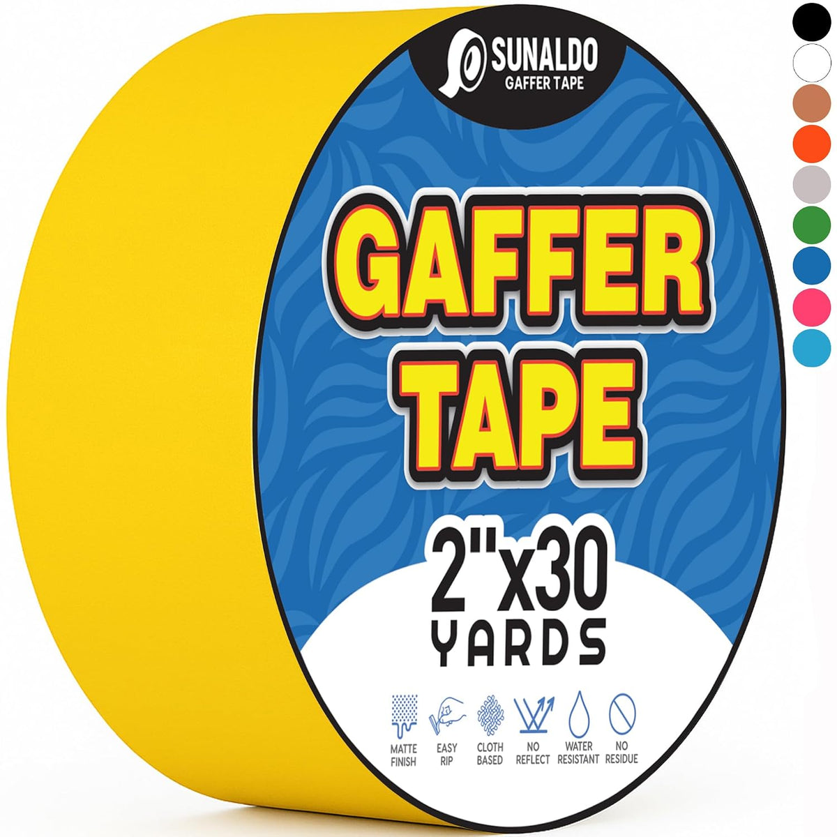 Gaffers Tape (2" x30 Yards) Heavy Duty, Easy Rip | Yellow