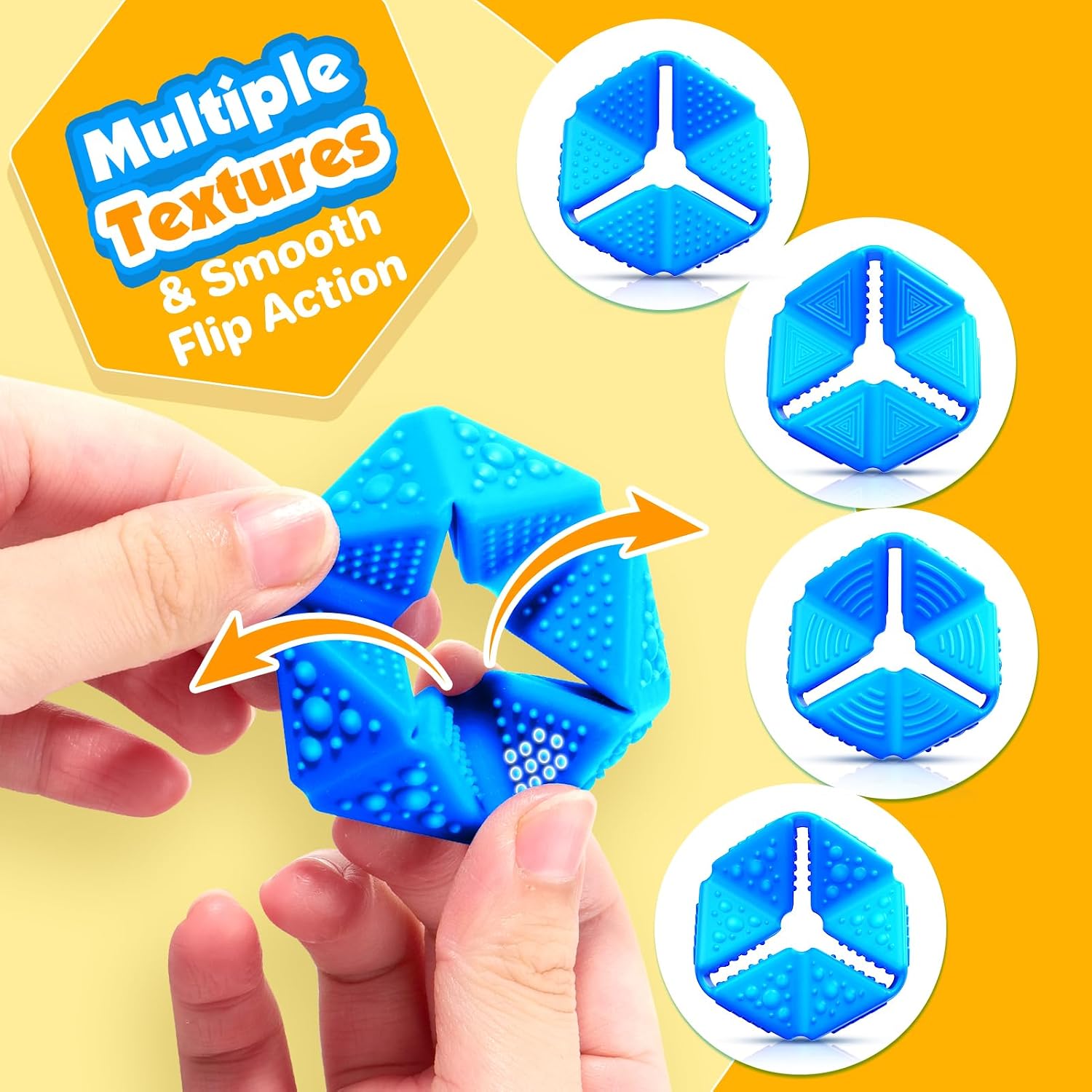 Fidget Sensory Toys for Kids: Quiet Silicone Sensory Flip Cube with Textures - Calming Toys for Autism Kids Stress