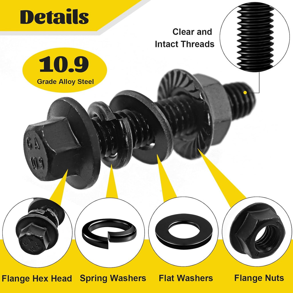 248PCS M6 Flange Hex Bolt Assortment Kit, M6-1.0 x 12/16/20/25/30 mm