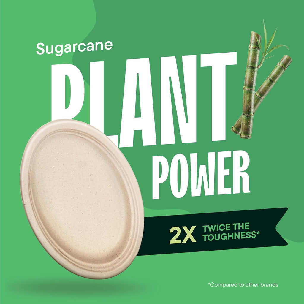 100% Compostable Oval Paper Plates [12.5 inch - 50-Pack] Elegant Disposable Dinner Platter Heavy-Duty Quality