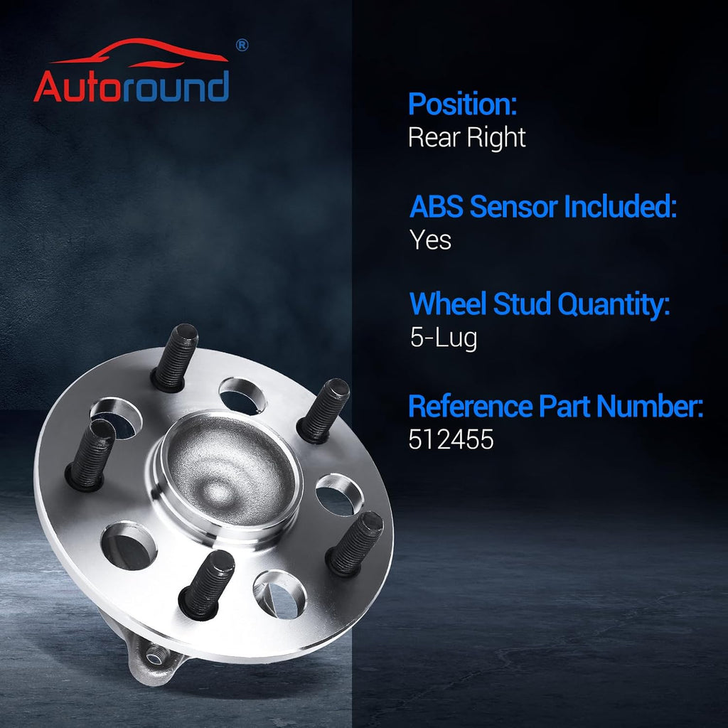 Autoround 512455 Rear Wheel Hub Assembly Fits Toyota Camry 2012-2017