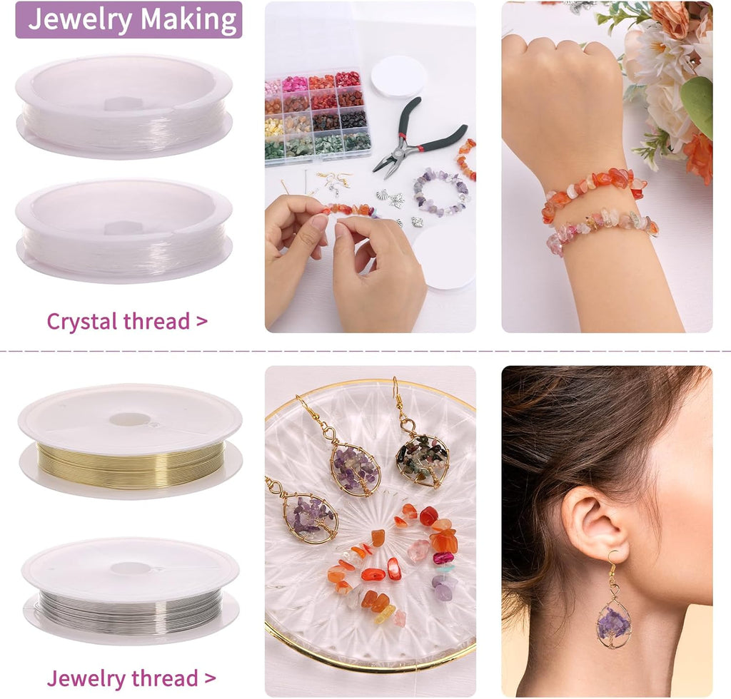 Jewelry Making Supplies Kit 1800pcs 56 Colors Crystal Beads, Bracelet Making Kit Gemstone Chip Beads Irregular