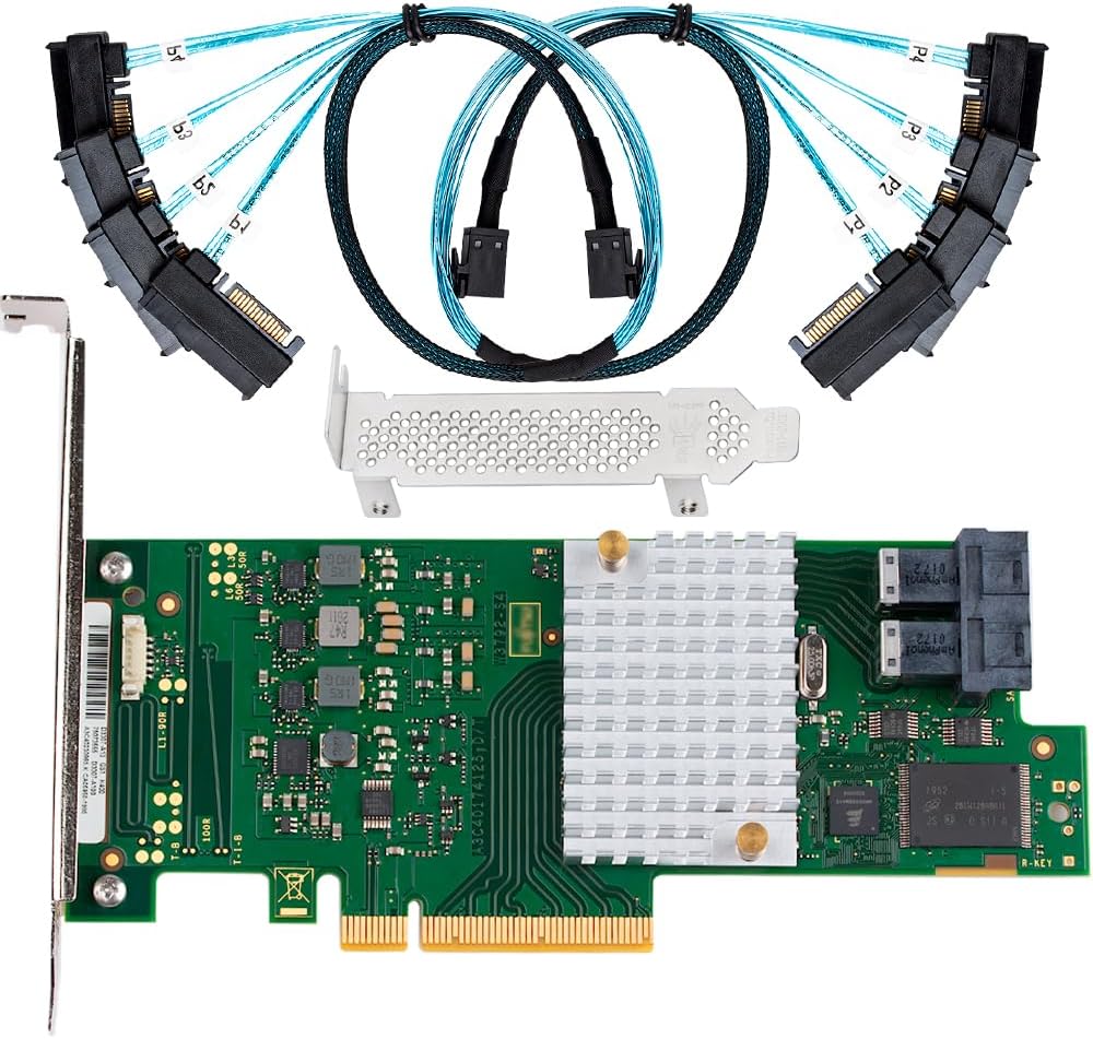 SAS HBA Card Compatible with LSI 9300-8i IT Mode 9211-8i with SAS Cables