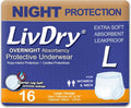 Adult Diapers Large Incontinence Underwear, Overnight, Leak Protection, 16-Pack