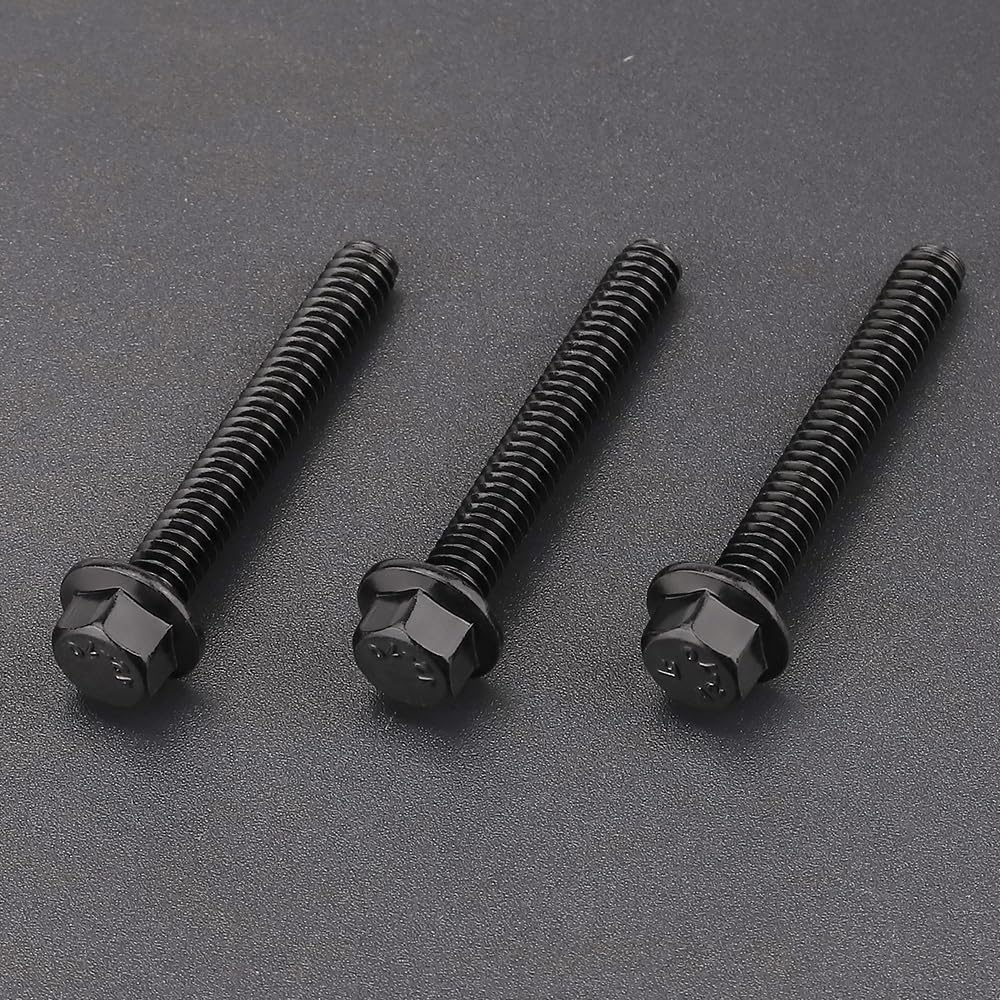 1/4-20 x 2 (20 Pack) Serrated Flange Hex Head Bolts Screws, Stainless Steel 304 (18-8) Flanged Hexagon Bolts Screws, UNC Coarse Thread, Full Thread, Black Coated