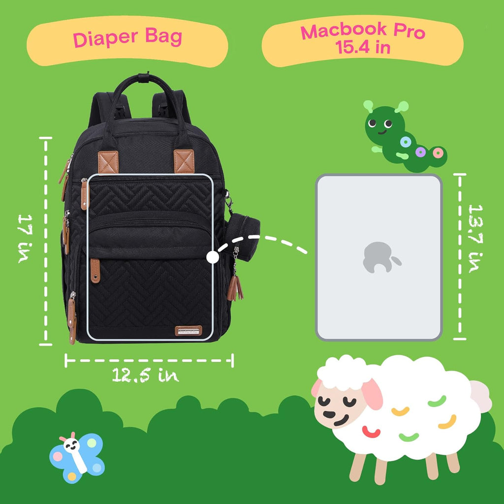 Diaper Bag Backpack, 4 in 1 kit Large Unisex Baby Bags for Boys Girls, Waterproof Travel Back Pack with Pouch