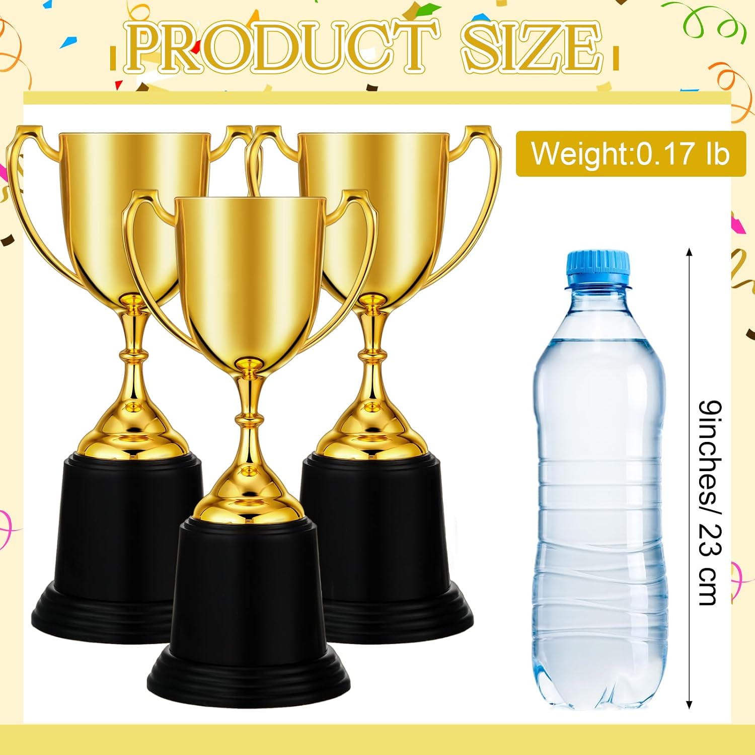 9 Inch Gold Trophy Award Gold Award Cup Employee Coworker Appreciation Gifts Golden Plastic Trophy for Thank You