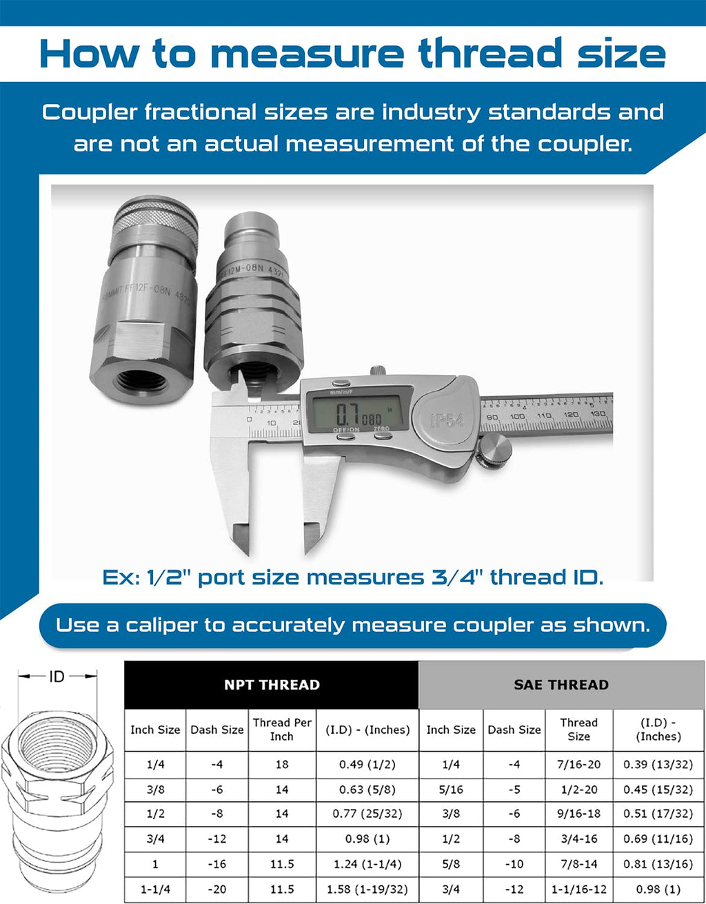 3/8″ Flat Face Hydraulic Quick Connect Male Coupler, 3/8″ NPT Thread