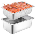 2 Pack Perforated Hotel Pans Set, Full Size, 6 Inches, 8 Inches