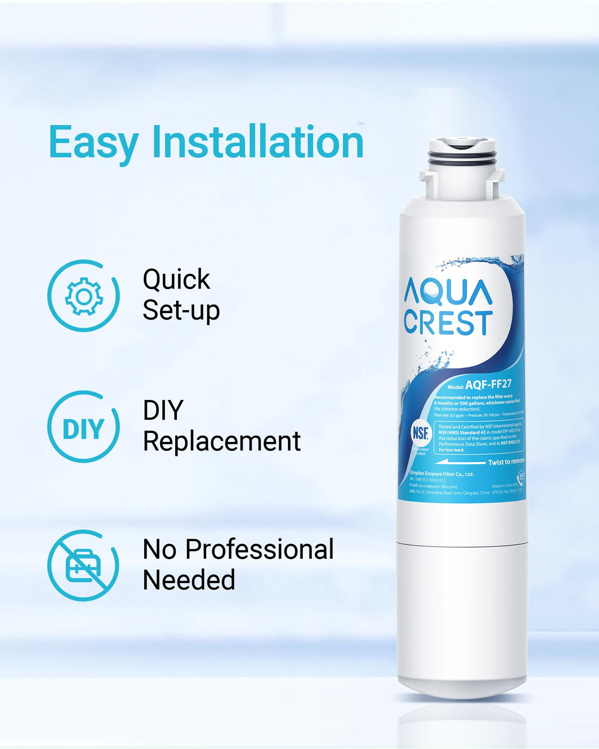 AQF-FF27 Replacement for Samsung HAF-CIN/EXP Water Filter 3 Pack