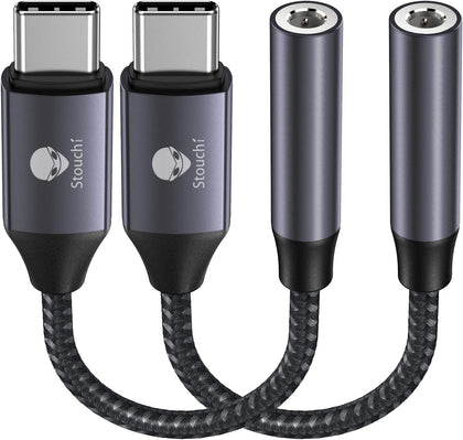 USB C to 3.5mm Audio Adapter (2 Packs) Type C Headphone Dongle Jack Cable Cord Hi-Fi DAC Chip for iPhone 17/16 /15
