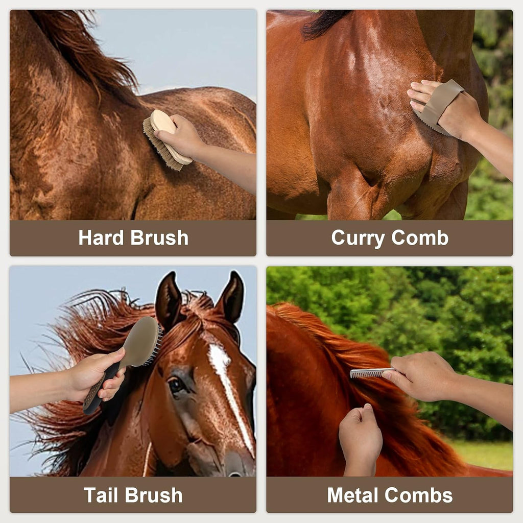 Horse Grooming Kit 14 Pieces, Horse Brushes for Grooming Supplies Set