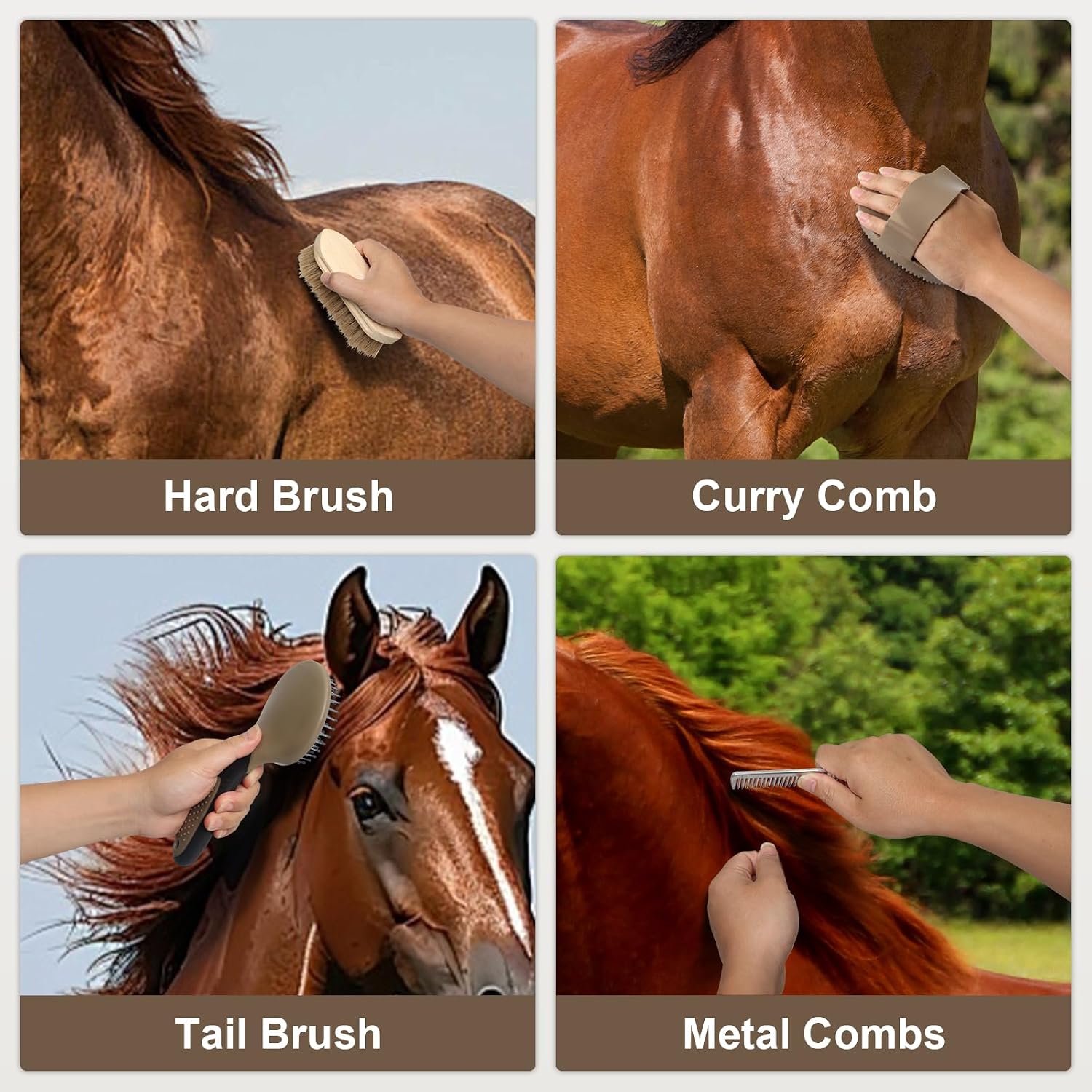 Horse Grooming Kit 14 Pieces, Horse Brushes for Grooming Supplies Set